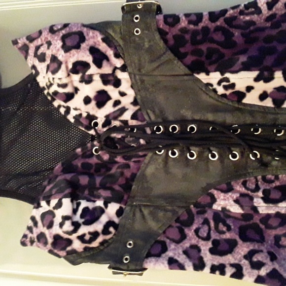 Lip Service Purple Leopard Bodysuit with Black Details - Picture 2 of 11